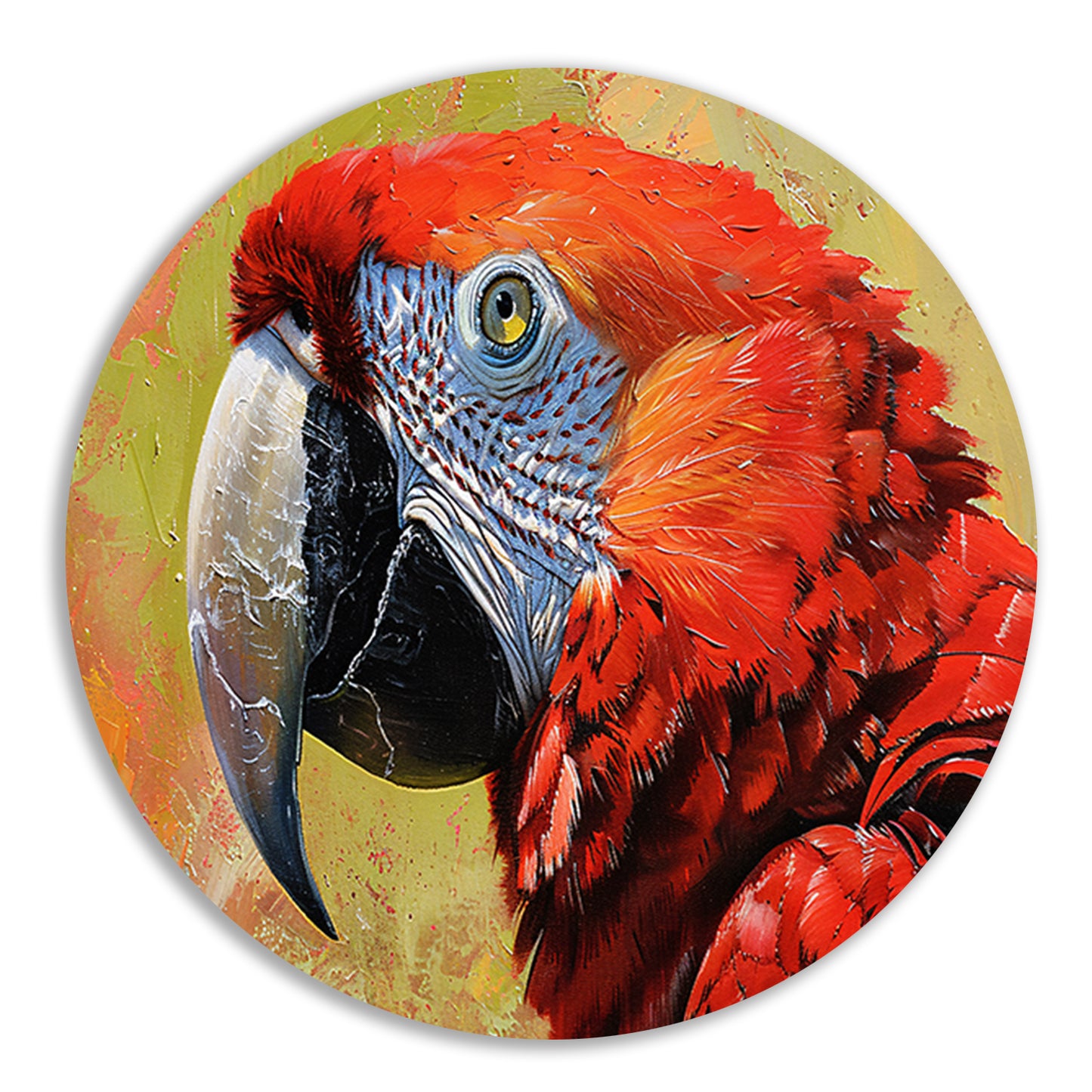 Kleurrijk schilderij van een levendige papegaai forex muurcirkel