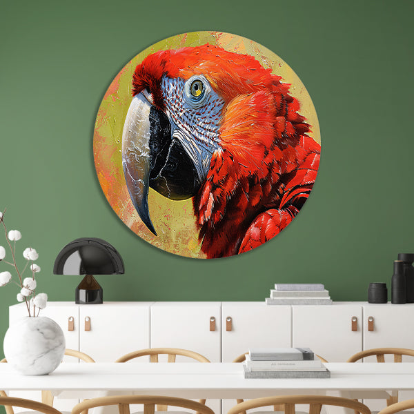 Kleurrijk schilderij van een levendige papegaai forex muurcirkel