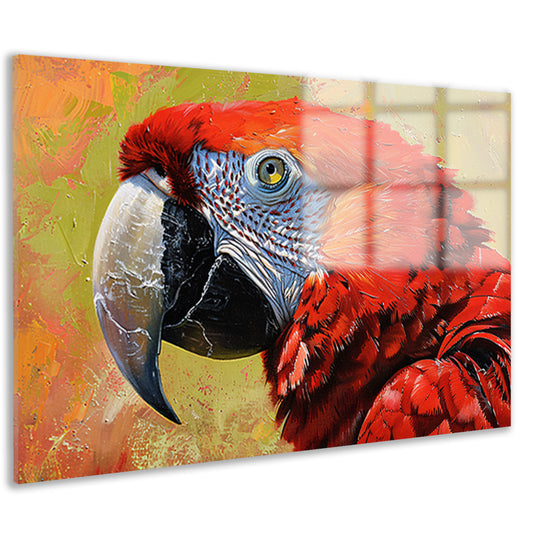 Kleurrijk schilderij van een levendige papegaai acrylglas