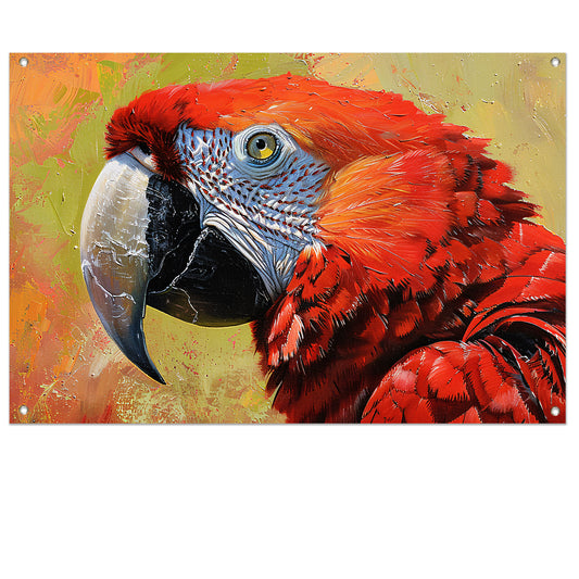 Kleurrijk schilderij van een levendige papegaai tuinposter