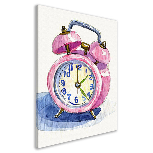 Roze Vintage Klok Aquarel Schilderij canvas