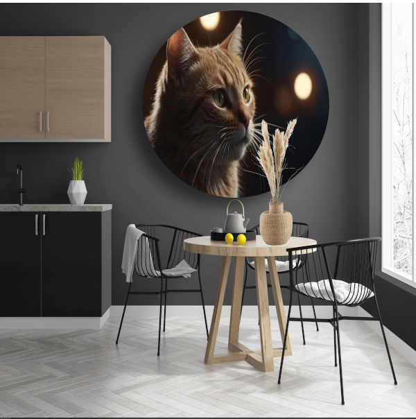 De stille majesteit van een kat bij avondlicht aluminium muurcirkel