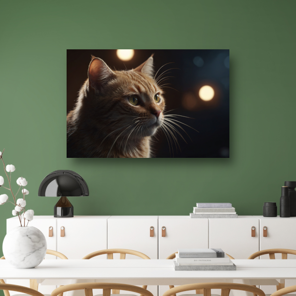 De stille majesteit van een kat bij avondlicht canvas met baklijst