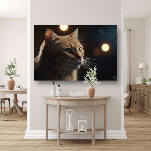 De stille majesteit van een kat bij avondlicht canvas met baklijst