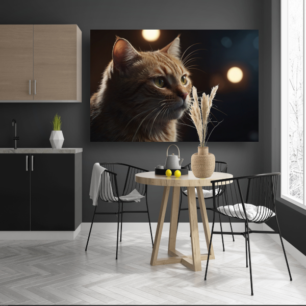 De stille majesteit van een kat bij avondlicht canvas met baklijst