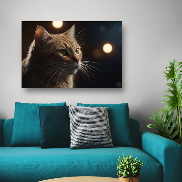 De stille majesteit van een kat bij avondlicht canvas met baklijst