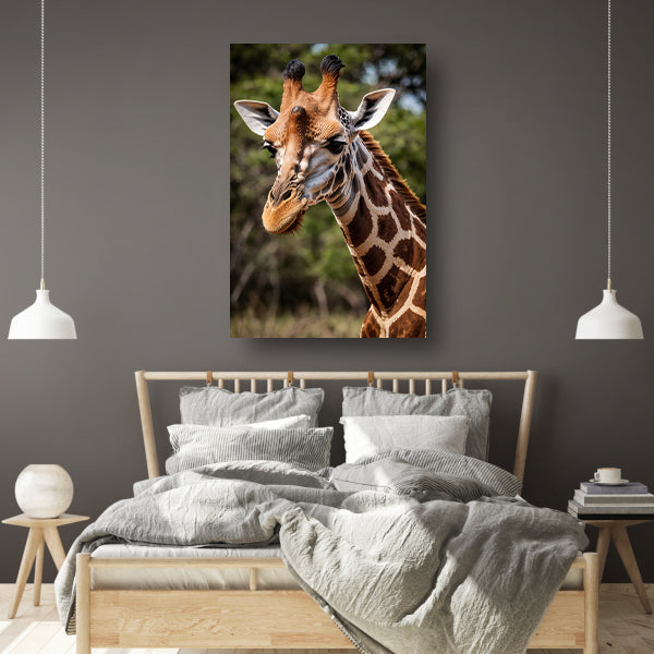 Gedetailleerde close-up van een wilde giraffe canvas