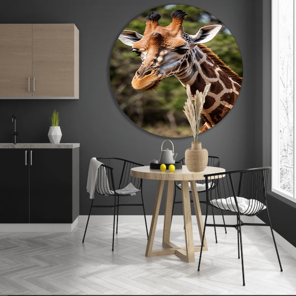 Gedetailleerde close-up van een wilde giraffe forex muurcirkel