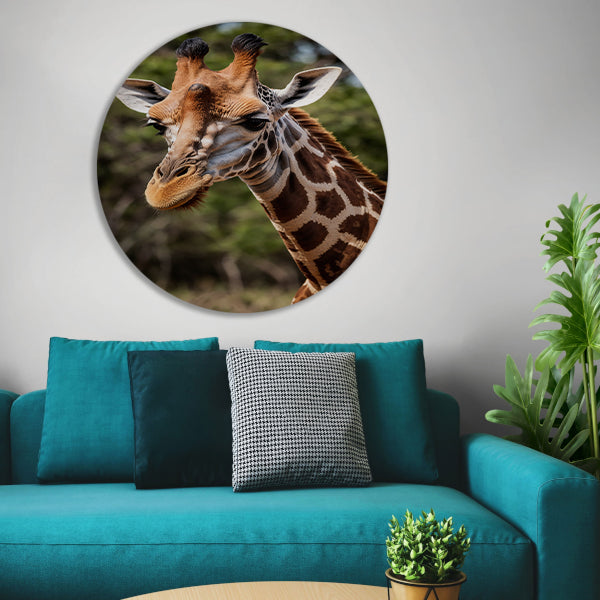 Gedetailleerde close-up van een wilde giraffe forex muurcirkel