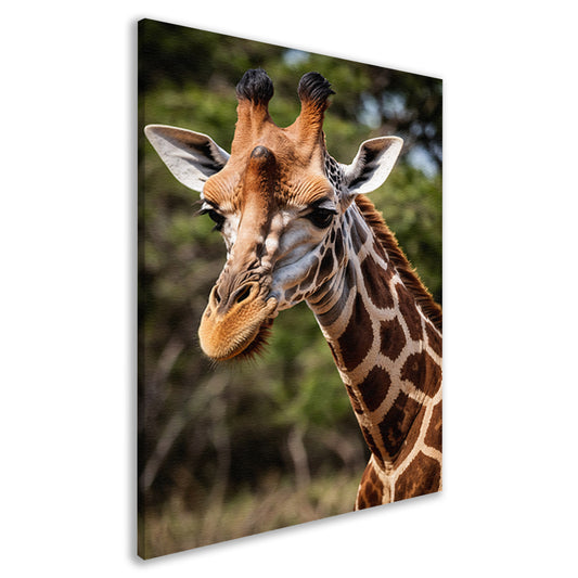 Gedetailleerde close-up van een wilde giraffe canvas