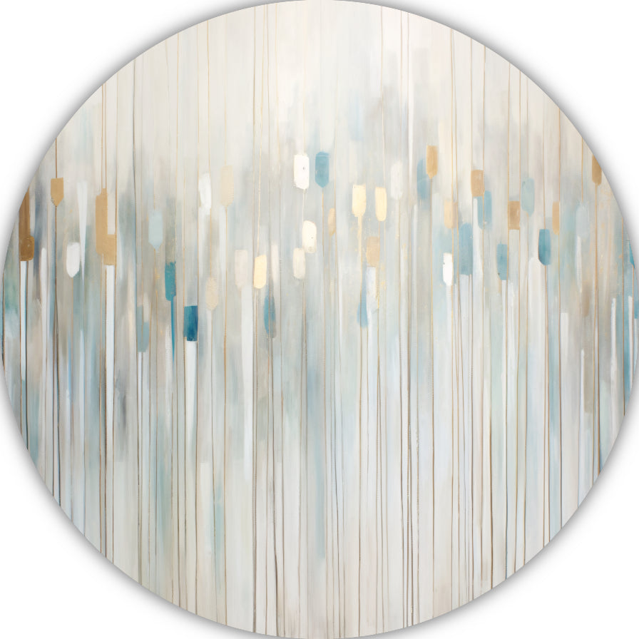 Blauw-witte abstracte compositie aluminium muurcirkel