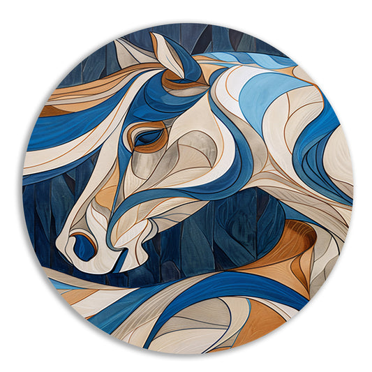 Kleurrijk kubistisch schilderij van een paard aluminium muurcirkel