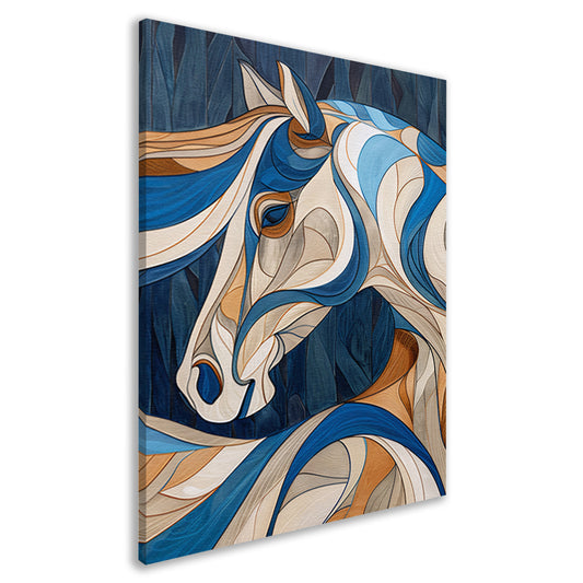 Kleurrijk kubistisch schilderij van een paard canvas