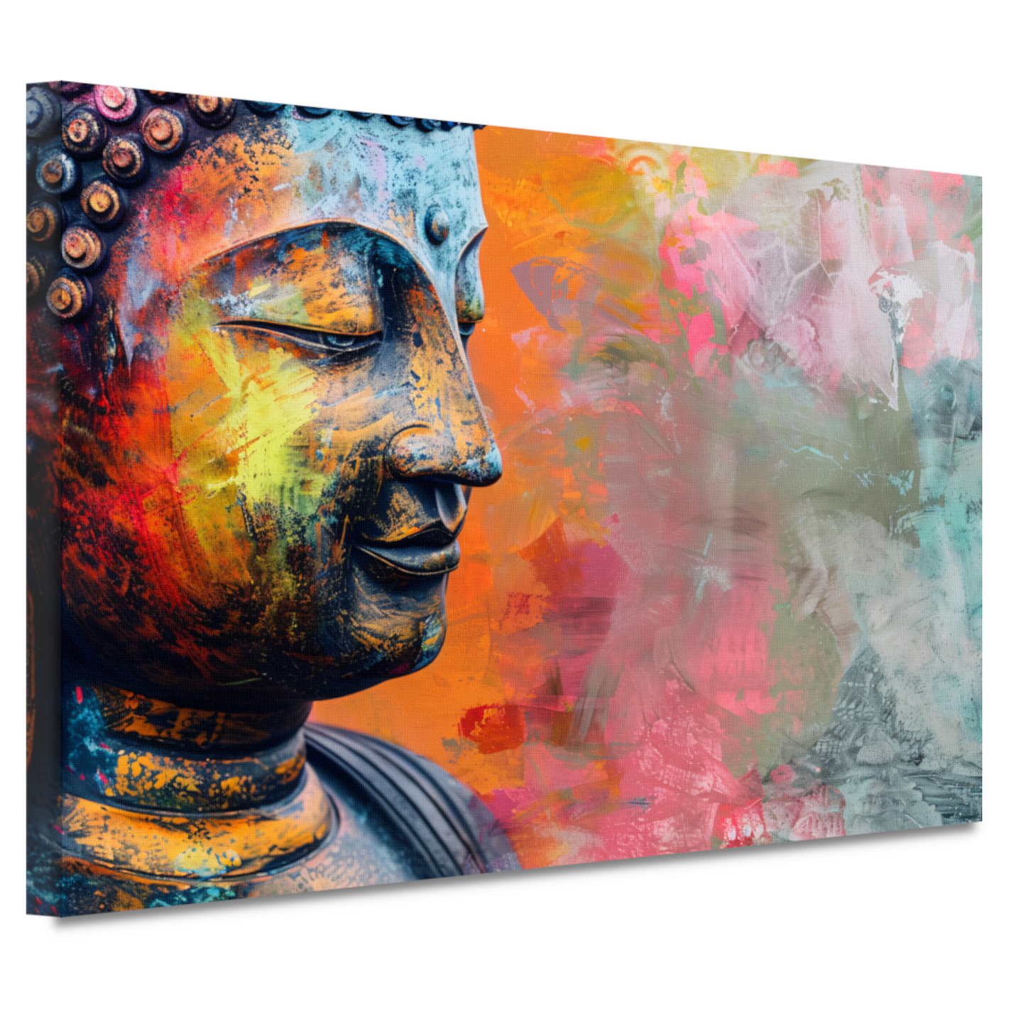 Epressief Kleurrijk Boeddha Gezicht Portret canvas