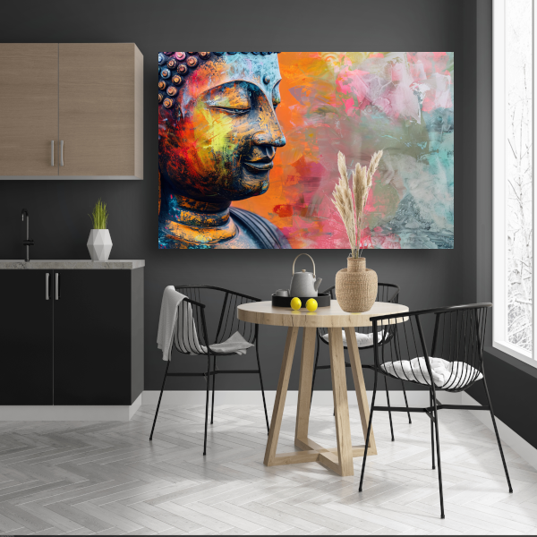 Epressief Kleurrijk Boeddha Gezicht Portret canvas