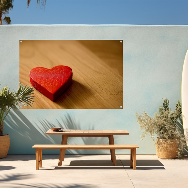 Eenvoudig Rood Hart op Houten Ondergrond tuinposter