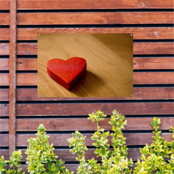 Eenvoudig Rood Hart op Houten Ondergrond tuinposter