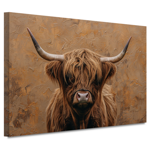 Rustieke Schotse Hooglander in Sepia Tinten canvas