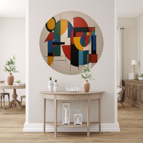 Geometrische Abstractie in Primaire Kleuren forex muurcirkel