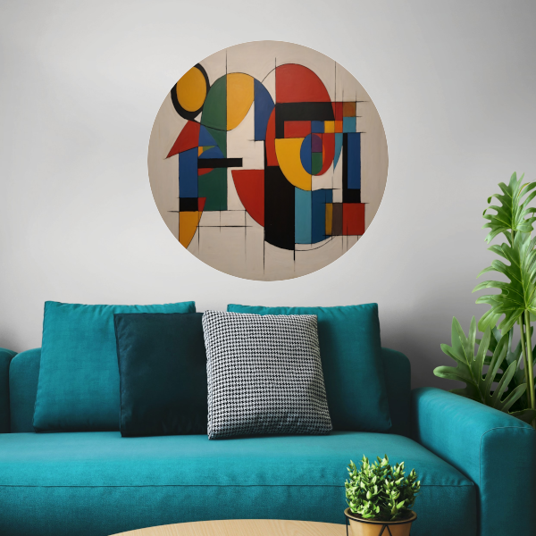 Geometrische Abstractie in Primaire Kleuren forex muurcirkel