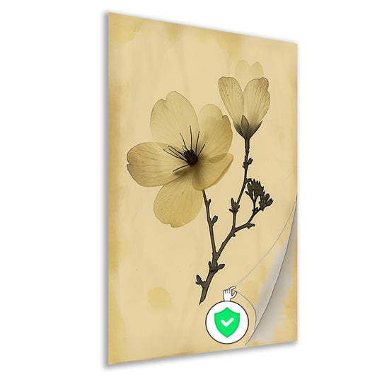 Elegante Bloemen in Sepia op Crème Achtergrond poster