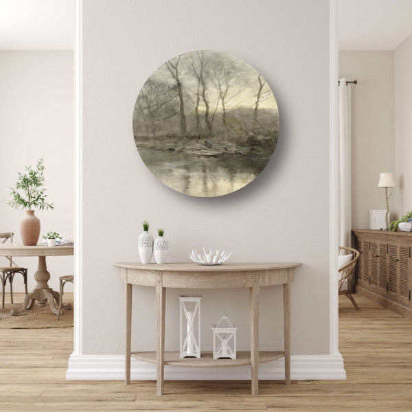 Bosrand aan het water - Anton Mauve aluminium muurcirkel