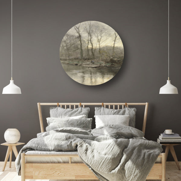 Bosrand aan het water - Anton Mauve aluminium muurcirkel