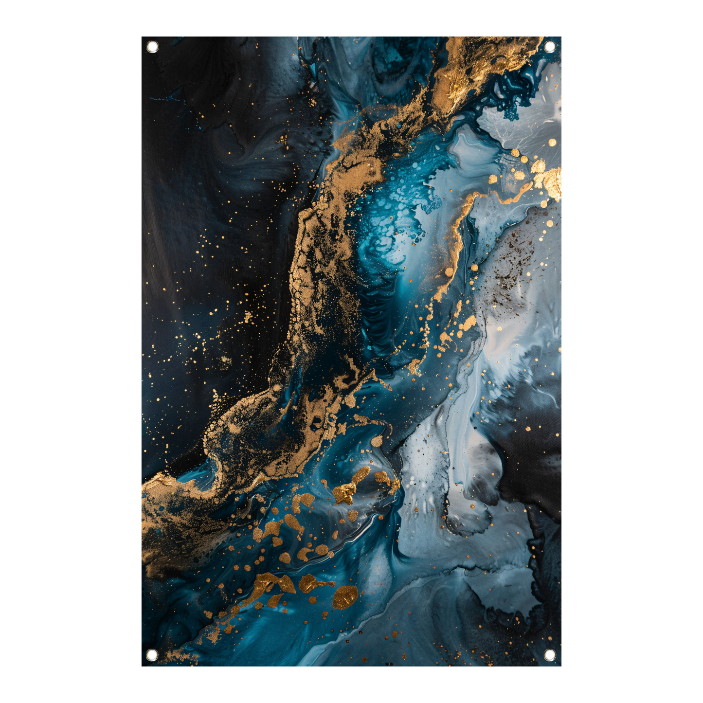 Blauw en Goud Abstract Expressionisme tuinposter