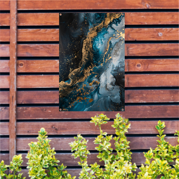Blauw en Goud Abstract Expressionisme tuinposter