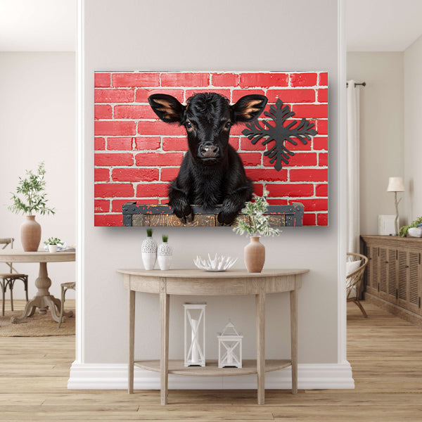 Minimalistisch Kalf op Crate canvas