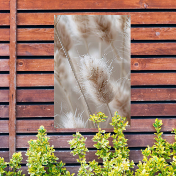 Close-up van Beige Graspluimen tuinposter