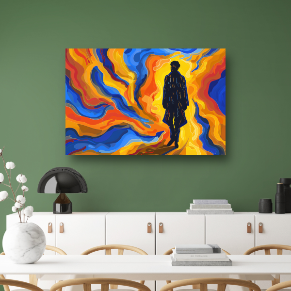 Portret van een Man met Kleurencirkel canvas met baklijst