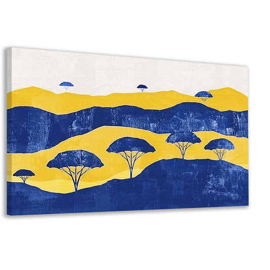 Minimalistisch landschap met bomen en heuvels canvas