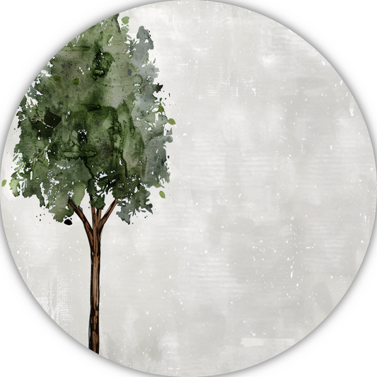 Eenzame boom abstracte kunst aluminium muurcirkel