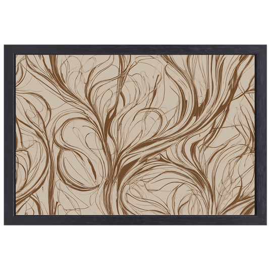 Bruine Sepia Abstracte Harmonie canvas met baklijst