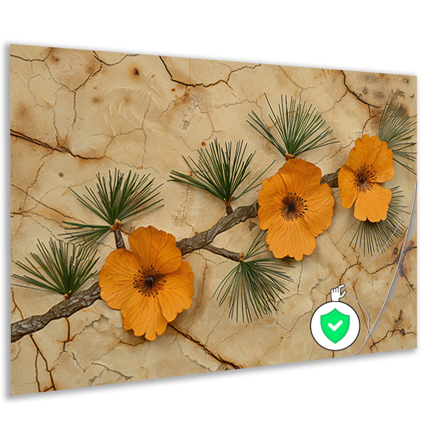 Minimalistische bloemen op een gebarsten achtergrond poster