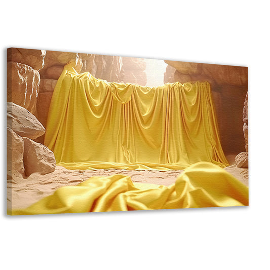Gele doek in natuurlijke grot omgeving canvas