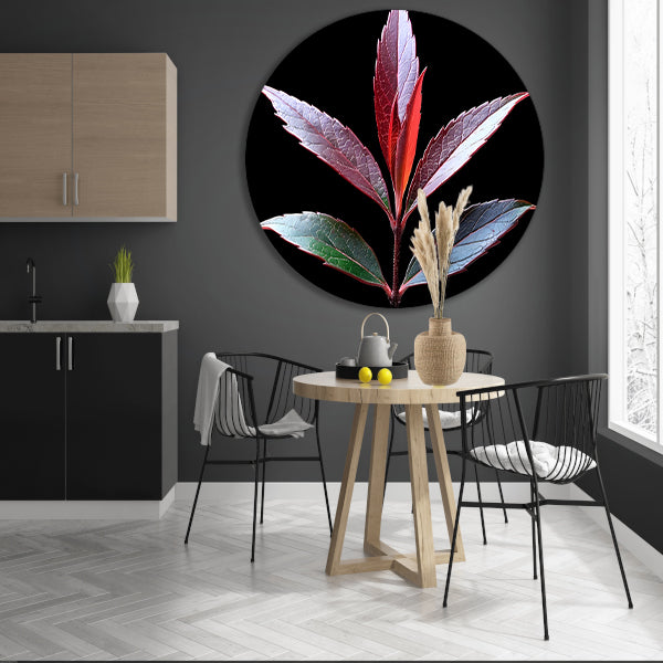 Minimalistisch Blad Zwart-Wit aluminium muurcirkel