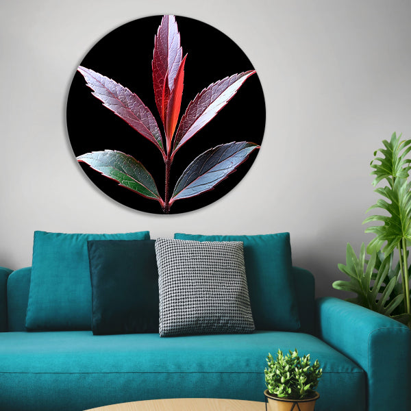 Minimalistisch Blad Zwart-Wit aluminium muurcirkel
