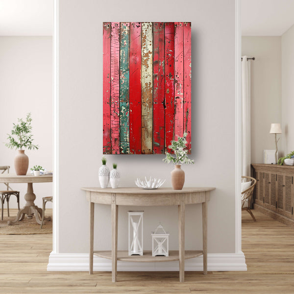 Abstract met Verweerde Houten Planken canvas met baklijst