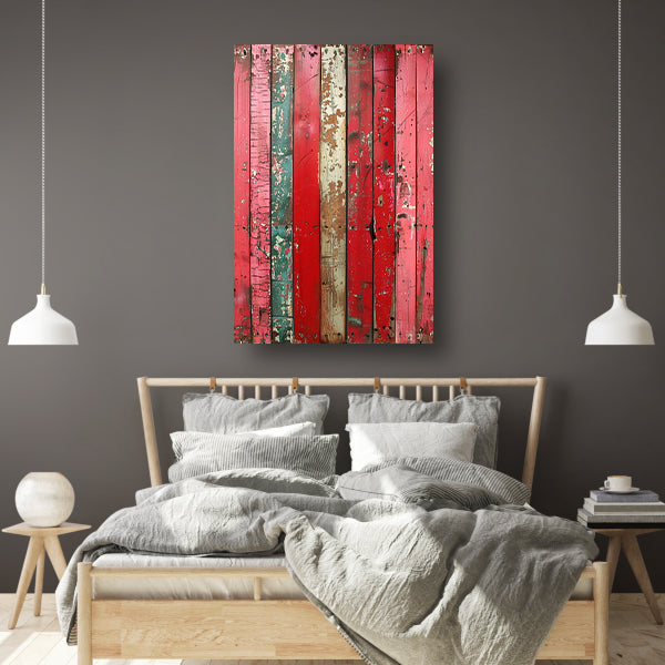 Abstract met Verweerde Houten Planken canvas met baklijst
