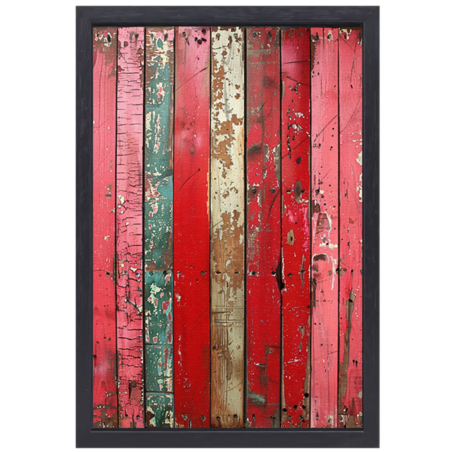 Abstract met Verweerde Houten Planken canvas met baklijst