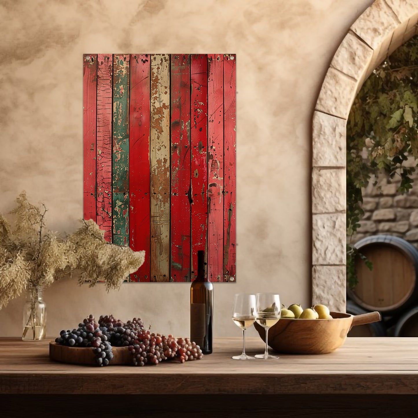 Abstract met Verweerde Houten Planken tuinposter