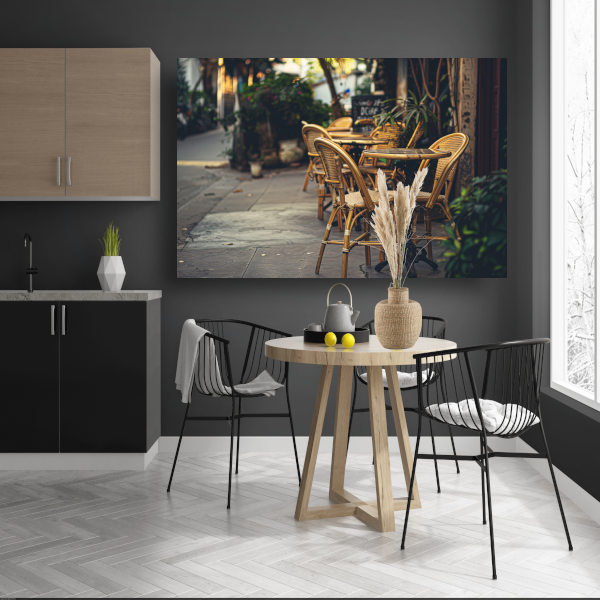 Minimalistische terrasstoelen canvas met baklijst