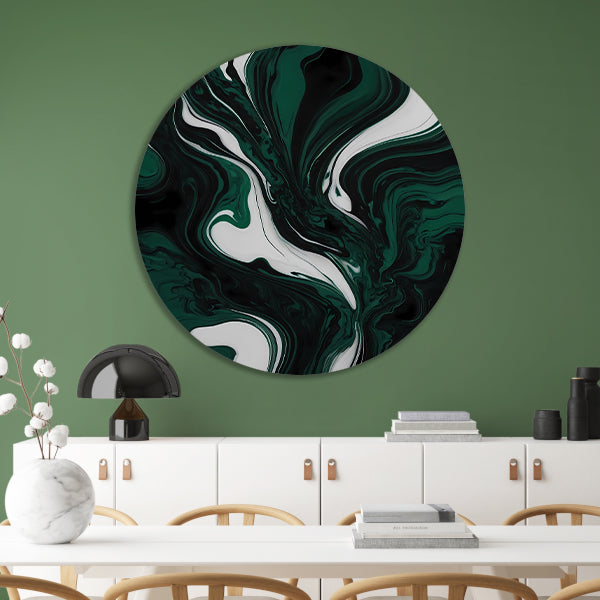 Abstracte Dans van Donkergroen en Wit forex muurcirkel
