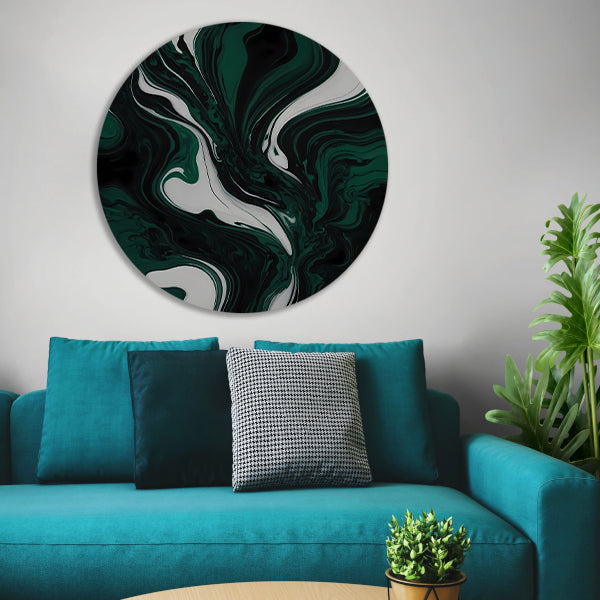 Abstracte Dans van Donkergroen en Wit forex muurcirkel