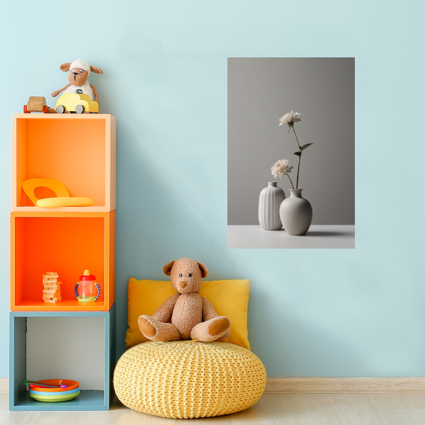 Minimalistische Vazen en Witte Bloemen Stilleven canvas