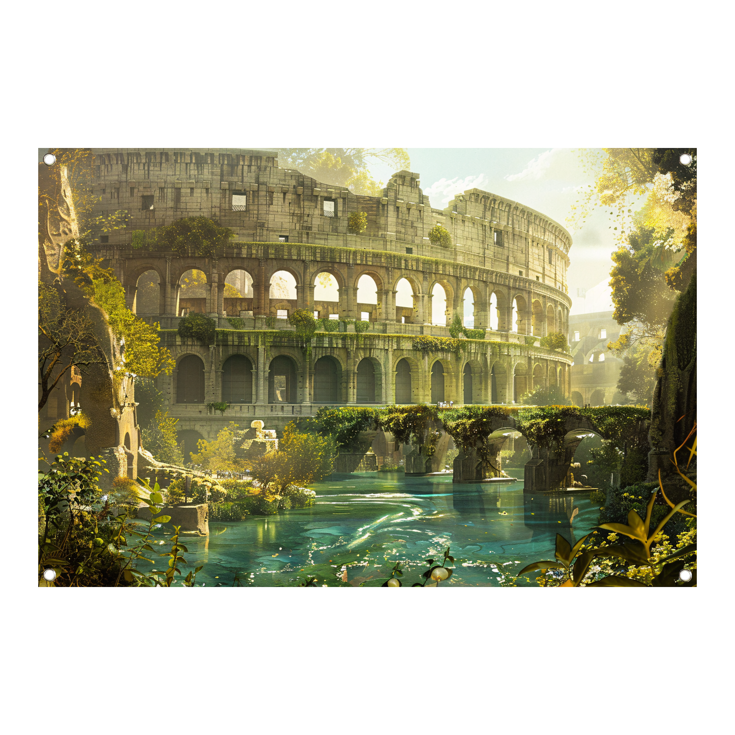 Colosseum weerspiegeld in water tuinposter