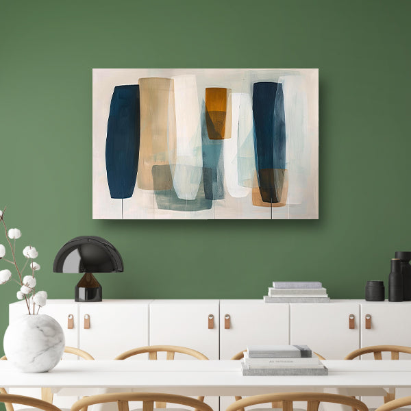 Moderne abstracte kunst in aardetinten en blauw canvas