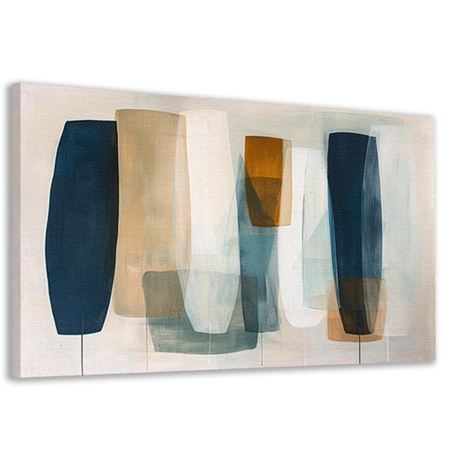 Moderne abstracte kunst in aardetinten en blauw canvas